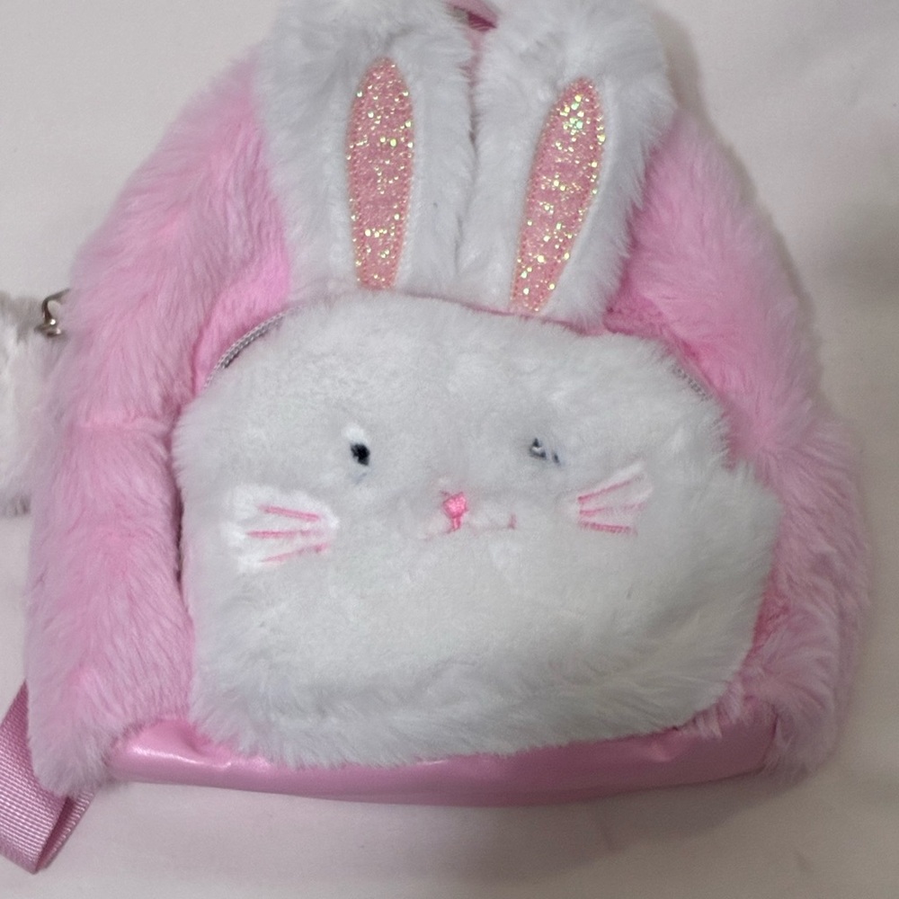 Claire’s fuzzy Easter bunny mini backpack NWT free hair piece NWT also